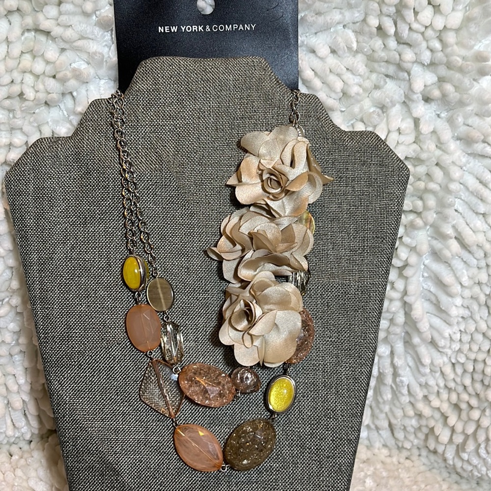 New York & Company Silver Tone Flowery Brad Necklace